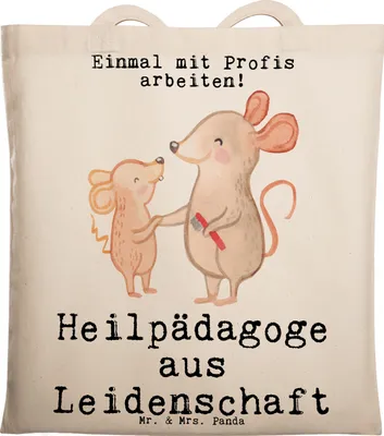 Produktbild von Mr. & Mrs. Panda Beutel Heilpädagoge Leidenschaft - Transparent - Geschenk, Ausbildung, Schultasche, Jutebeutel, Studium, Shopping Tasche, Einkaufstasche, Tote Bag