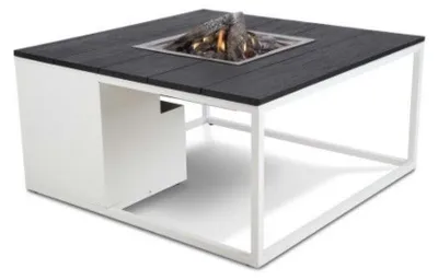 Productafbeelding van Vuurtafel Loft 100 x 100 cm white frame black top Cosi