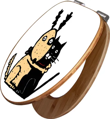 Produktbild von banjado Design WC Sitz Bambus Absenkautomatik -Beste Freunde Immer - Toilettendeckel mit Absenkautomatik Holz/hochwertiger Bambus Klodeckel/WC-Sitz für alle gängigen Toiletten [TDB2 11120]