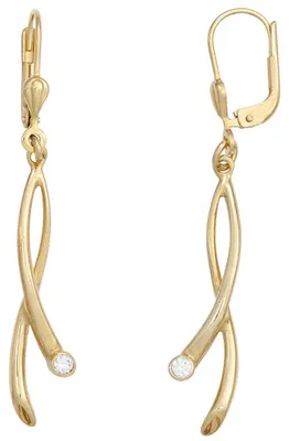 Produktbild von Ohrringe Ohrhänger mit Zirkonia weiß 375 Gold Gelbgold Ohrschmuck Damen