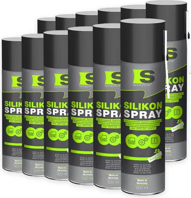 Produktbild von Spraytive 12x 500ml Silikonspray - Farbloses Schmier- & Gleitspray für Auto & Haushalt