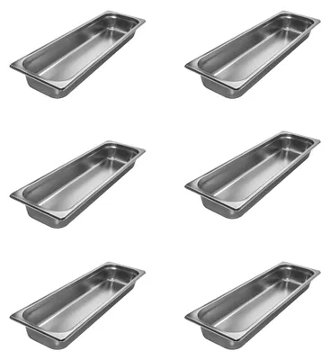 Produktbild von AcMax 6 Stück GN 2/4 Gastronormbehälter GN-Behälter Edelstahl Tiefe 65mm Gastronorm