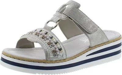 Produktbild von Rieker V02M6 Damen Clogs Plateau Pantoletten Keilabsatz, Größe:41 EU, Farbe:Grau