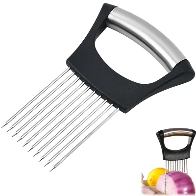 Edelstahl-Zwiebelhalter mit 10 Zinken, Gemüseschneider