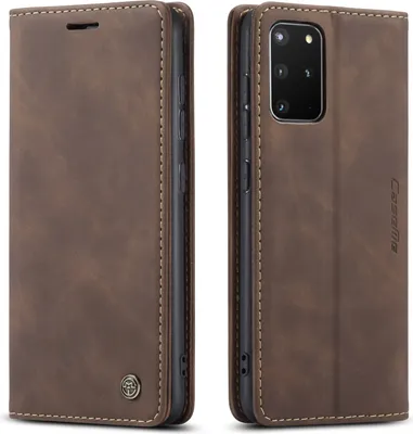 Image de Etui Samsung Galaxy S20+, étui rétro en cuirPolyuréthaneavec fonction stand pour Samsung Galaxy S20 Plus Café