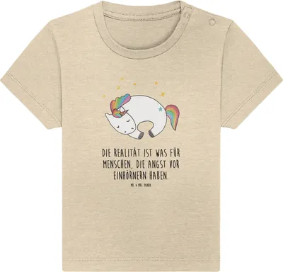 Produktbild von Mr. & Mrs. Panda Organic Baby Shirt Einhorn Nacht 0. - 6. Monat - Natural Raw - Geschenk, Unicorn, Einhörner, Baumwolle, Menschen,  T-Shirt, Freundin, Babyshirt