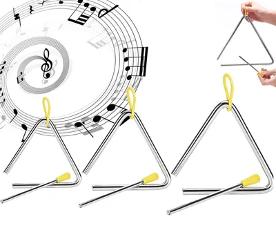 Zdjęcie produktu dla Zestaw trzech trójkątów perkusyjnych, instrumenty muzyczne do edukacji muzycznej