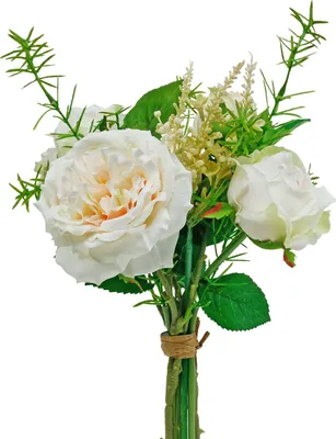 Produktbild von Rosenstrauß Künstlicher Rosenbund Creme Seidenblumen Vase Deko Frühling Sommer