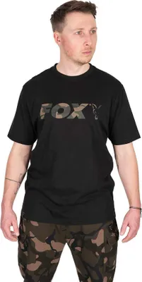 Produktbild von Fox Fishing Angelshirt Black/Camo Logo T-Shirt - S