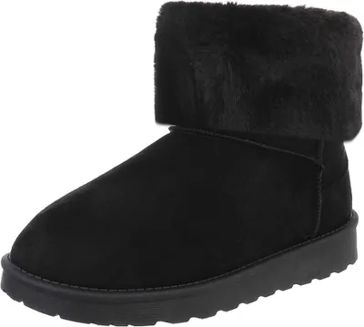 Produktbild von Ital-Design Damen Stiefeletten Flache Stiefeletten Warm gefüttert Wildlederoptik Snowboots 88460423 Schwarz Gr.  38