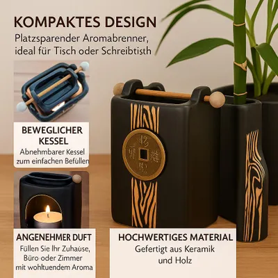 Produktbild von Kleiner fernöstlicher Aromabrenner 12 cm Feng Shui Duftlampe Keramik Buddha