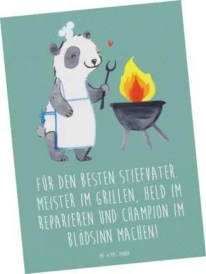 Produktbild von Mr. & Mrs. Panda Postkarte Bester Stiefvater - Meeresbrise - Geschenk, Familie, einzigartige Designs, Verwandte, Ansichtskarten, bildkarte, Talente, Geschenke, Fotokarte