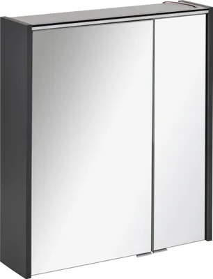 Produktbild von FACKELMANN LED Spiegelschrank DENVER / Badschrank mit gedämpften Scharnieren / Maße (B x H x T): ca. 60 x 68,5 x 16 cm / hochwertiger Schrank mit Spiegel und Beleuchtung fürs Bad / Korpus: Grau