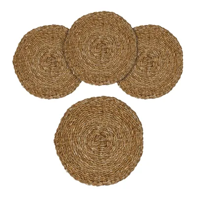 Produktbild von Platzdecken aus Seegras und Wasserhyazinthe 38 cm - 4er Set - Runde Tischsets aus Naturmaterialien