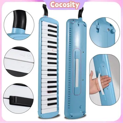 Produktbild von Cocosity Melodica mit 37 Tasten, Luftklavier-Keyboard mit 2 Musikpfeifen und Mundharmonika, Blau