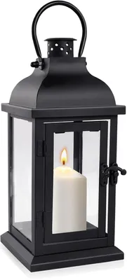 Produktbild von Retro-Laterne für Halloween und Weihnachten, wetterfest, aus schwarzem Metall, Kerzenlaterne, Metall-Gartenleuchten für den Außenbereich, geeignet für Kerzen