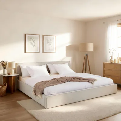 Produktbild von LATINI Polsterbett mit höhenverstellbarem Kopfteil, 160x200 cm, Hellgrau - Doppelbett inklusive Lattenrost, ideal für zwei Personen, Bettgestell stabil und bequem, modernes Design für das Schlafzimmer