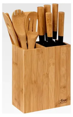 Produktbild von 5five - Block mit 5 Messern und 5 Utensilien aus Bambusgriff