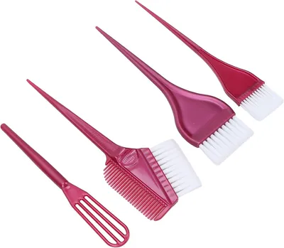 Produktbild von Professionelles Set mit Haarfärbepinseln, leicht zu reinigender Haarfärbe-Applikator für Salon und Zuhause, für jede Frisur geeignet, aus ABS in Weinrot