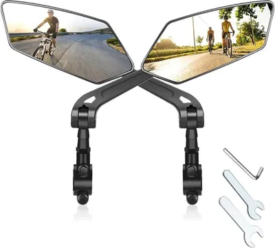Produktbild von 2 Stück Fahrradspiegel Links mit extra großer Spiegelfläche HD schlagfestes Echtglas kratzfester Fahrradspiegel für E-Bike Lenker Fahrrad-Rückansicht