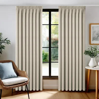 Verdunkelungsvorhang 100% Blackout, 140×245 cm, Beige, 2 Paneele