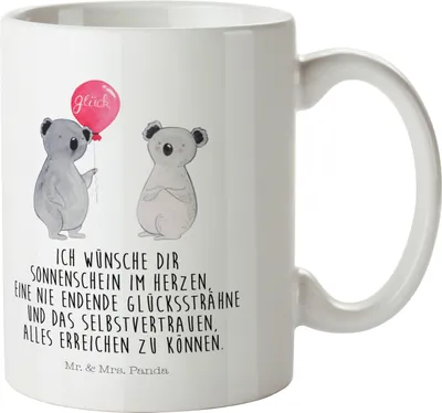 Produktbild von Mr. & Mrs. Panda Pott Koala Luftballon - Weiß - Geschenk, Party, Kindertasse, Plastikbecher, Mehrwegbecher, Kinderbecher, Geburtstag, Trinklernbecher