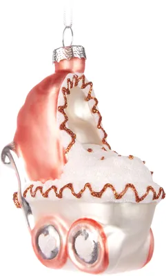 Produktbild von BRUBAKER Kinderwagen - Weihnachtskugel aus Glas - Handbemalt und Mundgeblasen - Baby Christbaumschmuck für Jungen und Mädchen - Christbaumkugel, Rosa