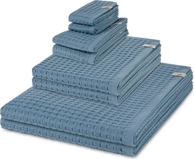 Produktbild von Möve Piquee 2 X Seif- 2 X Gäste- 2 X Dusch- 2 X Handtuch im Set Strukturierte Waffelpiquée-Oberfläche, Extra saugfähig und weich, Mit praktischem Kordelaufhänger 8er Set