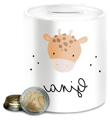 Produktbild von Spardose - Giraffe Motiv - Unisize - Weiß - Mit Namen