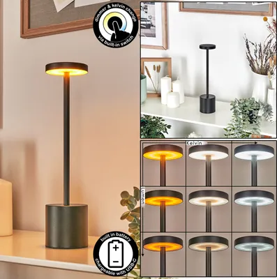 Produktbild von Berchidda dimmbare Tischlampe aus Metall/Kunststoff in Schwarz/Weiß