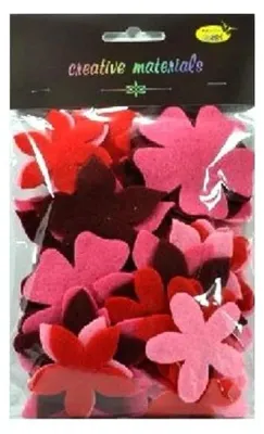 Produktbild von Filzblumen in Rot und Rosa, 60 Stück – Galeria Hobby