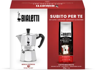 Image de Bialetti Set cadeau Moka Express 3 tasses + Perfetto Moka Classico, Café moulu 200g