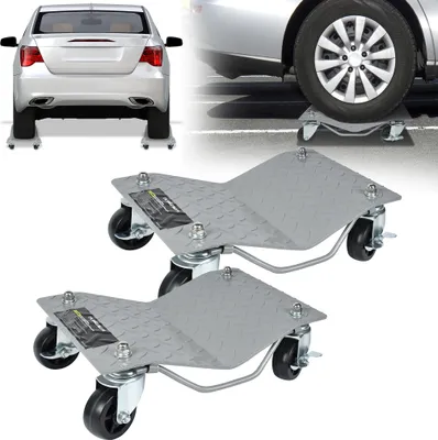 Produktbild von LZQ 2 kusy Pomůcka pro manévrování s automobily 500 kg Manévrovací zvedák Manévrovací válečkový zvedák s 360° otočnými kolečky Pojízdná plošina na pneumatiky, stříbrná barva