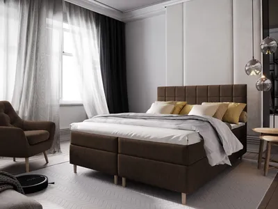 Produktbild von Masseno Boxspringbett IBIZA 180x200 cm Komplett-Set mit Bonell Matratze und Topper, Polsterbett mit Bettkästen -Braun, INARI 24