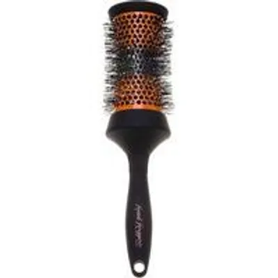 Image de Brosse chauffante Thermo Ceramic Hot Curl Brush pour sèche-cheveux et lisseur - définit les boucles et apporte du volume - orange et noir