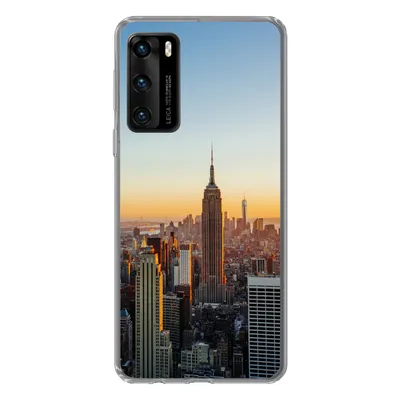 Produktbild von MuchoWow® Handyhülle Schutzhülle Hülle für Huawei P40 New York - Skyline - Sonnenuntergang Silikon Softcase Handy Hülle - Handytasche