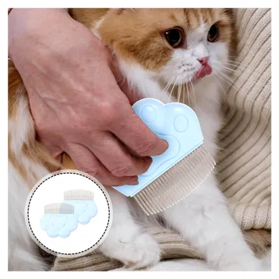 Produktbild von 2 Stück Katzenkamm und Hundebürste mit gebogenem Nadelkamm zur Fellpflege und Haarentfernung für Hunde und Katzen