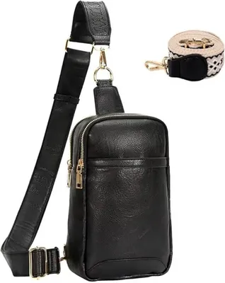Produktbild von Umhängetasche Crossbody Bag Damen Brusttasche Rucksack Schultertasche Schwarz