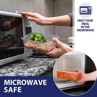 Produktbild von Plastik-Backofenbehälter mit Deckel, ideal für Selbstabholung und Restaurants, BPA-frei, Gefrierschrank- und Mikrowellenbeständig, 50 Stück