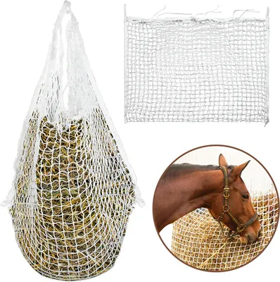 Produktbild von Jiubiaz Heunetz 160x90cm Heusack Netz Heutasche, Engmaschig 3x3 cm, Fütterung verbesserte Verdauung Heusack für Pferde Ziegen, Futternetz Füllmenge ca. 9Kg