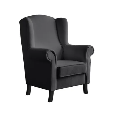 Produktbild von Ohrensessel LEONARDO Relax Sessel für Wohnzimmer, Polstersessel, Bouckle Anthrazit, Holzbeine Wenge