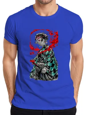 Obrázek produktu pro Tanjiro Kamado Demon Slayer Anime Sword Blood Manga Gift Pánské tričko, modrá, L