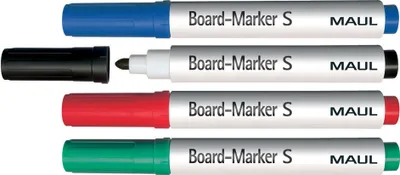 Produktbild von MAUL Boardmarker Finepoint-Rundspitze 1,5-2,0 mm 4 Stück rot grün blau schwarz