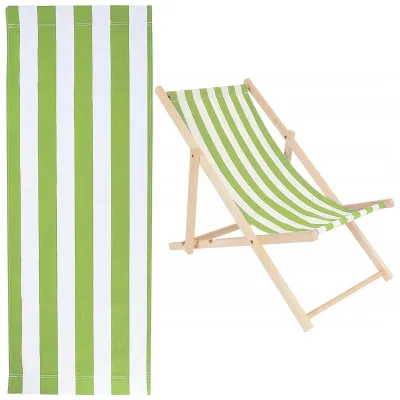 Image de Tissu de remplacement pour chaise de plage, à rayures vertes et blanches