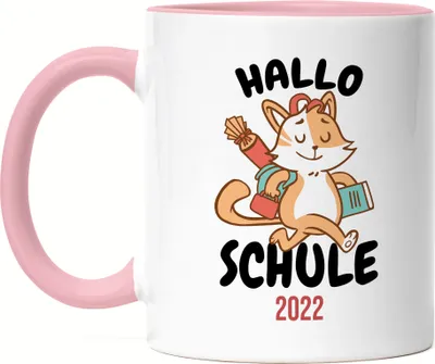 Produktbild von Hallo Schule 2022 Tasse Rosa Geschenkidee zur Schulstart oder Einschulung für Erstklässler Schulanfänger