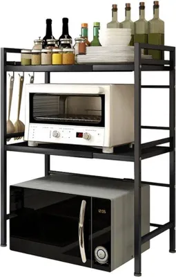 Immagine prodotto di Organizer da cucina con supporto regolabile per cuociriso a microonde, estraibile, con ripiano per erbe aromatiche, bianco