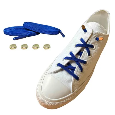 Produktbild von Elastische Schnürsenkel mit Clips - Schnürsenkel: Blau | Verschluss: Gold