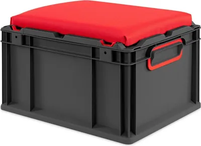 Produktbild von Eurobox NextGen Seat Box Rot | HxBxT 26,5x30x40cm | 20 Liter | Griffe geschlossen | Schwarz | Eurobehälter, Sitzbox, Transportbox, Transportbehälter, Stapelbehälter