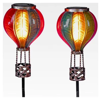 Produktbild von 2er Set Solar-Ballon Gartenstecker mit Flammeneffekt 115 cm Acryl Metall Bunt