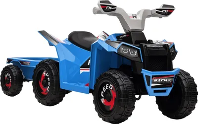 Immagine prodotto di HOMCOM Quad per bambini, quad elettrico per bambini, auto elettrica da 6 V con rimorchio in metallo, blu